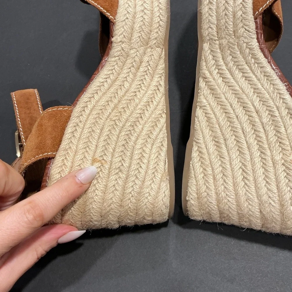 Sam Edelman Dimitree Brown Suede Espadrille Wedge Sandals Size 8.5